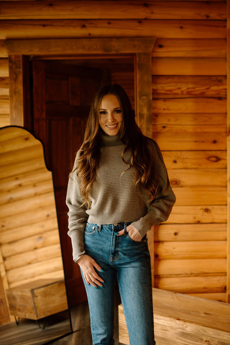 Noelle Long Sleeve Turtleneck Pullover Shitake Evyn Clothing Co.